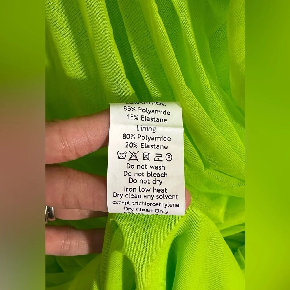 NWT House of CB Adrie Neon Green Gathered Mini Dress Small - Picture 13 of 16